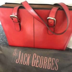 Jack Georges red leather laptop bag